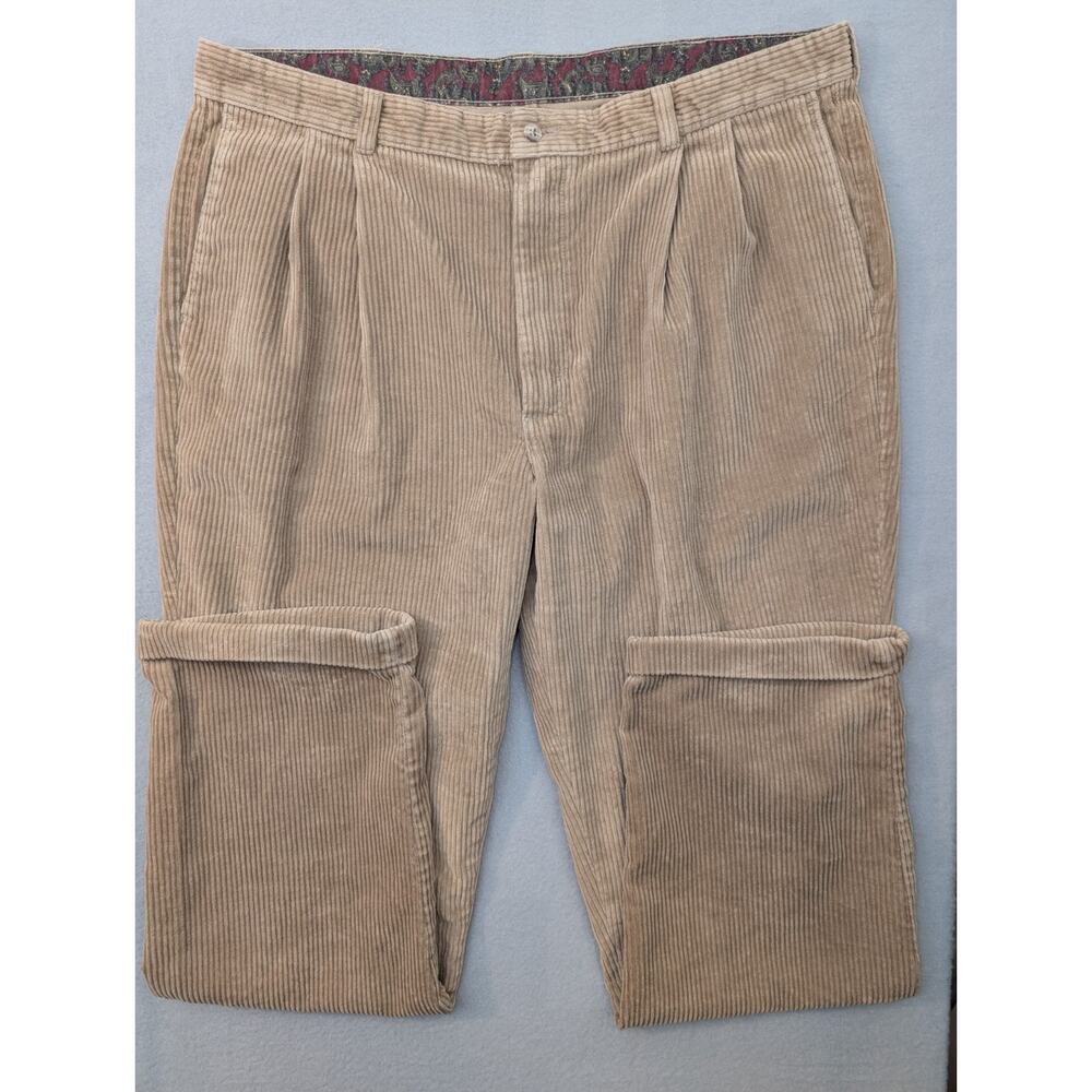 Mens 40 x 32 Vintage Chunky Cordorouy Tan Oakton Limited Reg Fit Pants Trousers